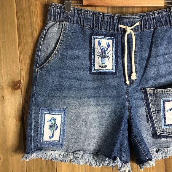 Upcycled NWT Celebrity Pink Paper-bag The Pepper Denim Shorts Sz XL OOAK - Picture 5 of 14